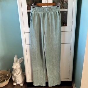 Zara sz M Mint Green Velvety Ribbed Comfy Jogger Pants nwot